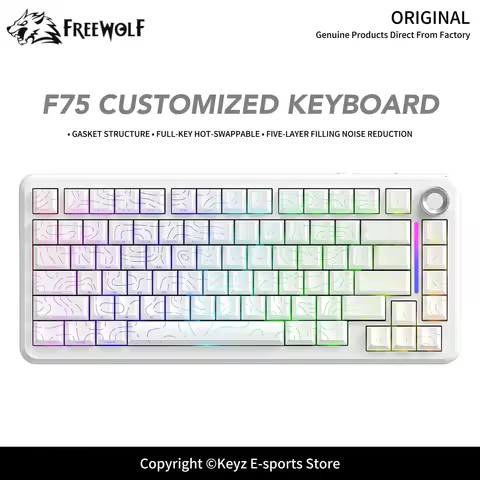 75% Mechanical Keyboard FREEWOL F75 Gasket Structure Hot Swappable 4000mAh Battery 16 Million RGB Wi