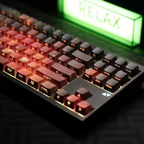 Red Flame Nebula, Original Design Side Engraved Transparent PBT Customized 68 75 84 Mechanical Keybo