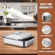 DreamHappy Stainless Steel Baking Pan Set Of 2 16x9 Inch With Lids Deep Tray For Cooking Pasta Fish 