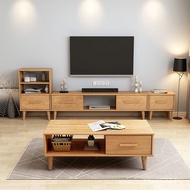 Nordic Cabinet Simple Bedroom Coffee Table Log Combination Modern TV Cabinet Solid Wood Living Room 