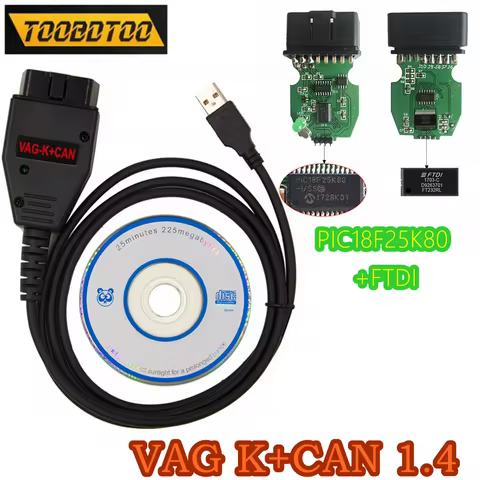 2026 Newest For VW/AUDI ECT Commander 1.4 FTDI PIC18F25K80 K+CAN 1 4 OBD 2 OBD2 Auto Car Diagnostic 
