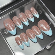 Biding Cia - French Sparkle Press On Nails | Press On Nails Aesthetic | Press On French Nails | Pres