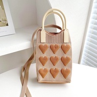 Versatile Leisure Tote Korean Version Shopping Bags Mini Mobile Phone Fashion Love Knitted Handbag