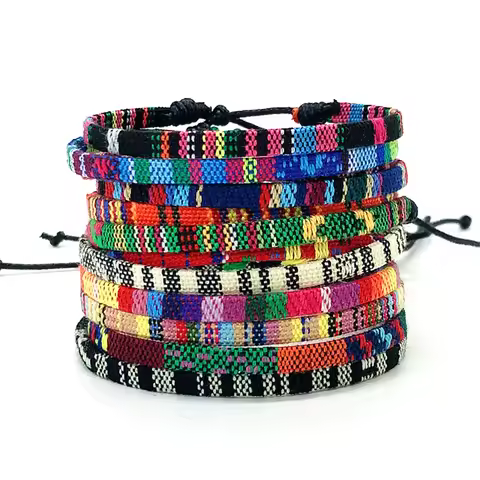 New European Vintage Bohemia Weaved Fabric Friendship Bracelet for Women Ethnic Nepal Braided Bracel