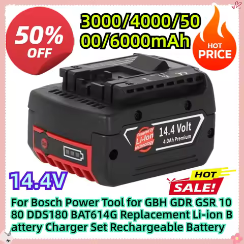 For Bosch Power Tool 14.4V 4.0Ah for GBH GDR GSR 1080 DDS180 BAT614G Replacement Li-ion Battery Char
