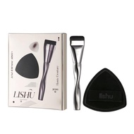 1 Set Lishu Foundation Brush + Lishu Foundation Puff Set, Triangle Puff Makeup Foundation with Flat 