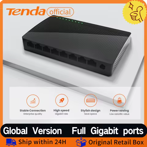 Tenda Gigabit Ethernet Switch 8 Ports Internet Network Switch 10/100/1000Mbps 5 Ports Smart Switcher