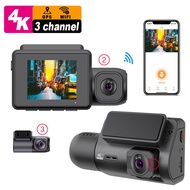 M700A Triple-Record Dash Cam: Depan 4K, Dalaman 1080, Belakang 2K, WIFI, GPS DASH CAM