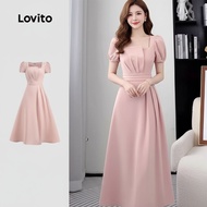 trendy4-Lovito Elegant Plain Pleated Dress for Women L133ED888