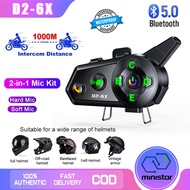 2024 New D2-6X Motorcycle Helmet Bluetooth Intercom 6-Person Switching Intercom Distance 1000 Meters