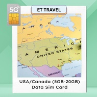 【USA & Canada】Unlimited Roaming Data Travel Sim Card【5GB-30GB】ET Travel - Travel Sim