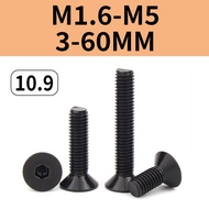 Allen Flat Head/Countersunk Head Hex Socket Screws Bolts [M1.6/M2/M2.5/M3/M4/M5/M6] 10.9 Countersunk