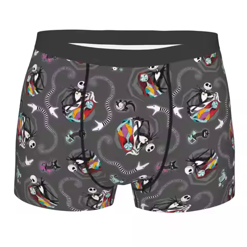 Custom Nightmare Before Christmas Jack Sally Underwear Men Breathbale Boxer Briefs