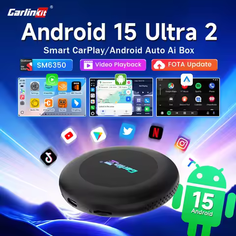 CarlinKit 3 In 1 Android 15 CarPlay Ai Box Wireless Adapter Android Auto Qualcomm SM6350 128GB 8-Cor