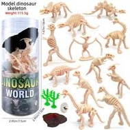 1set Of 12 Pcs Mini Dinosaur Skeleton Model Toys (No Duplicates), Size Around 2-3 Inches, Made Of PV