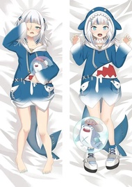 Anime Hololive Vtuber Dakimakura Gawr Gura Double-Sides Print Life-Size Body Cover Throw Cushion Pil