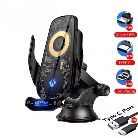 VIKEFON Car Phone Holder Wireless Charger Fast Charging Station For iPhone 15-12 X Xiaomi Samsung Ma