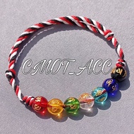 RR ACCECORIS ||TIBET CRYSTAL SEVEN CAKRA TRIDATU BRACELET AURA LUCKS AND HAPPINESS (7 Aqua crystals)