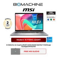 MSI Modern 15 B7M-484MY (AMD Ryzen5) | Modern 15 F13MG-224MY (Intel i5) Slim Urban Silver -Free MSI 