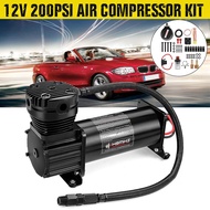 12V 200PSI 444C Max Horn Air Compressor Kit With Relays Switch Black Truck Boat