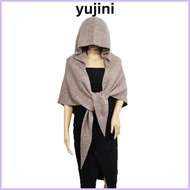 YUJINI Knitted Hooded Shawl, Knitted Hooded Chunky Cardigan Cape, Versatile Chunky Warm Cozy Winter 