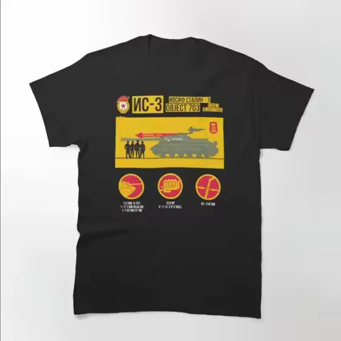 WWII Soviet IS-3 Heavy Tank Infographics T-Shirt New 100% Cotton O-Neck Summer Short Sleeve Casual M