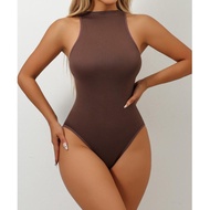 Eo cao bodysuit Shapewear đồng bằng cho Womens vải dệt kim định hình vóc dáng may không tay chặt chẽ
