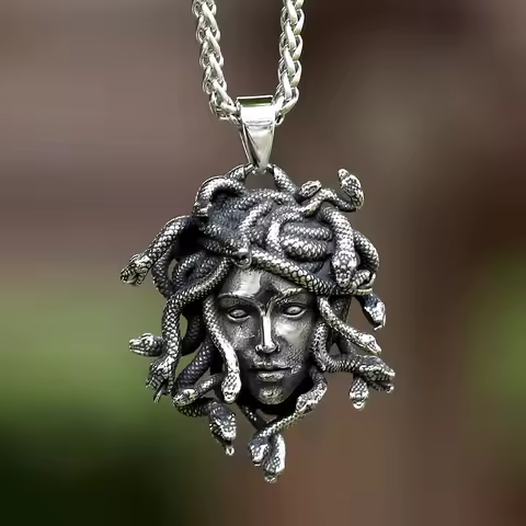New 316L Stainless Steel Men's Medusa Pendant Necklace Vintage Snake Animal Accessories Party Gift f