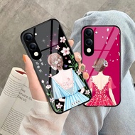 HP Vivo Y04 Y03/Y18 Y02 Y17s Y28 Y100 Y29 4G Y29 5G Y19S Glass Softcase Flower - Beautiful Flower - 