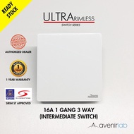 reTouch Ultra Rimless 1 Gang 3 Way 16A Intermediate Frameless Wall Switch SIRIM Approved [WHITE]