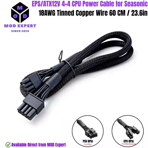 4+4 CPU Power Cable Sleeved for Seasonic PRIME 1300W, 1000W, 850W, 750W, 650W, 550W Titanium/Platinu