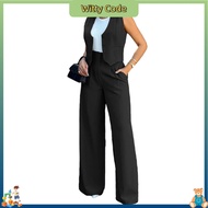 Women Polyester Suit Loose Fit Women Suit Set Womens 2 Piece Business Suit Set for Office Work V Nec