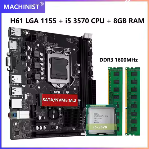 MACHINIST H61 Motherboard DDR3 8GB(2*4GB) 1600MHz RAM Memory With Intel Core i5 3570 CPU Processor A