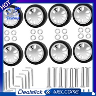 8pcs Luggage Wheels Replacement Kit,Dia 2in/50mm Thick 0.47in/12mm Resistant Rubber Mute Caster Repl