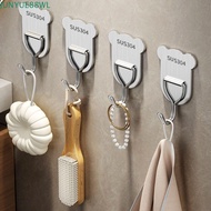 JUNYUE88WL 5pcs Stainless Steel Hook, Strong Bearing Capacity Moisture-proof Perforation-free Metal 