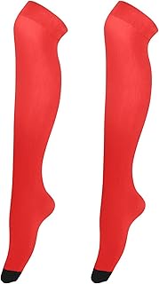 Strong Red Thigh Highs Stockings for Women over Knee Stocking Socks Tights Floral Femboy Socks