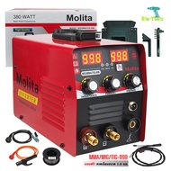 MOLITA ตู้เชื่อม 3 ระบบ MIG/MMA 998A INVENTER MMA/MIG/TIG 2 จอ 3 ปุ่ม ตู้เชื่อมมิกซ์ ตู้เชื่อมไฟฟ้า ไม่ใช้แก๊สCO2 + ลวดฟลักซ์คอร์ แถมลวด1 ม้วน รุ่นใหญ่ สีแดง