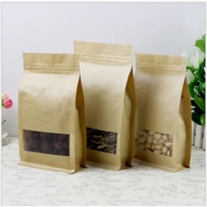 100pcs 18x28cm Kraft Paper Ziplock  Bag 8S (Window+Square Based)