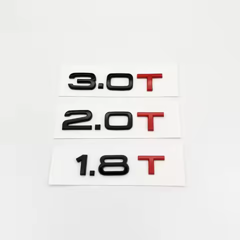 3D ABS 1.8T 2.0T 3.0T Black and Red Letters Emblem For A1 A3 A4 A5 A6 A7 A8 Q2 Q3 Q5 Q7 Car Fender T