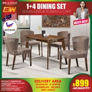 CT254D CC18 1+4 Seater Italy Design Marble Solid Wood Dining Set Kayu / Dining Table / Dining Chair / Meja Makan / Kerusi Meja Makan / Buffet Makan Meja / Meja Party Makan Weekend