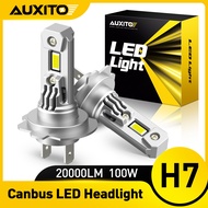 AUXITO 2Pcs 100W 20000LM H7 LED Headlight Bulbs Super Bright With Fan 6500K White Canbus No Error
