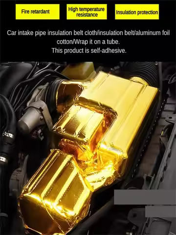 Gold 2-inch Car Intake System Aluminum Foil Cotton Wrapped Cloth Reflective Thermal Barrier Self-Adh