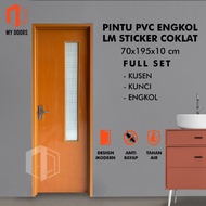 Pintu Kamar Mandi PVC 80X200 Glossy Minimalis Kombinasi Kaca Buram Handle Kunci Engkol Mewah & Eklus
