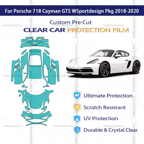 For Porsche 718 Cayman GTS WSportdesign Pkg 2018-2020 Pre-Cut Paint Protection Film PPF Transparent 