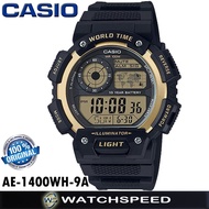 Casio AE-1400WH-9A Digital 5 Alarms Stopwatch World Time Watch