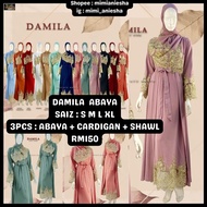 Damila Abaya Jubah Muslimah Abaya Muslimah Abaya Lace Jubah Baju Raya Abaya Cardigan Putih Jubah Nik
