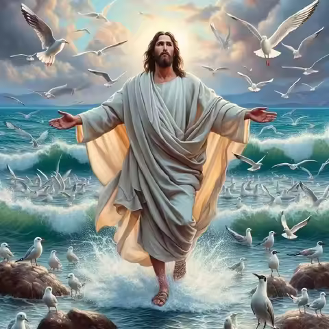 New Jesus Character Style Round Acrylic Diamond Painting Kit Frameless, Home Decoration, Christmas G