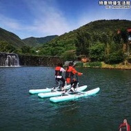 水上電動腳踏自行車雙人船艇充氣艇戶外單人風景區單車登山野營旅行