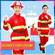 Fireman Costume for Kids Boys Girl Firefighter Career Cosplay Uniform  School performance Suit party