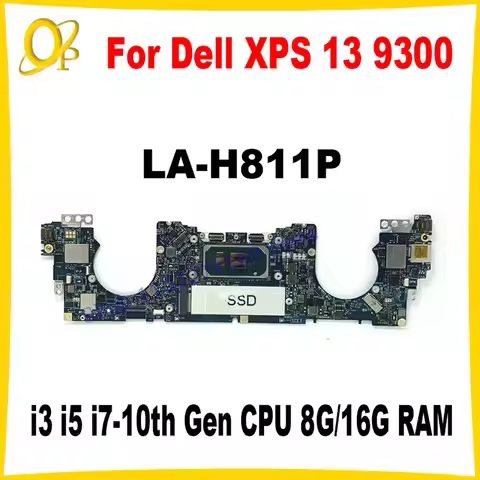 LA-H811P for Dell XPS 13 9300 Laptop Motherboard CN-0GRKMN 0GRKMN GRKMN with i3 i5 i7-10th Gen CPU 8